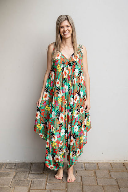 Serenity Jumpsuits - in bright green floral
